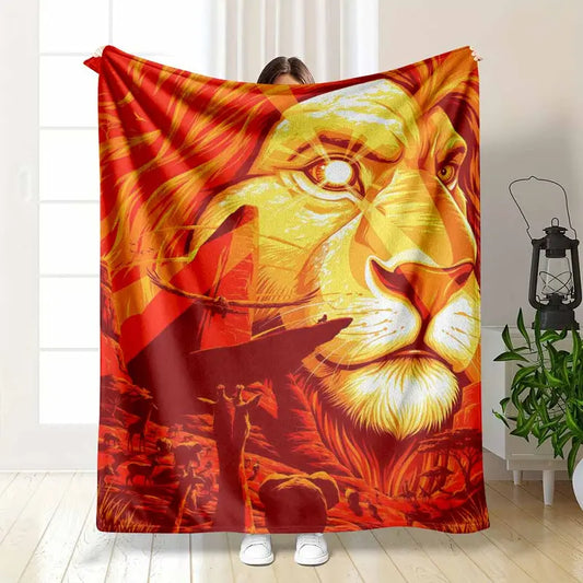 Majestic Lion Flannel Blanket - Wrinkle-Resistant Soft