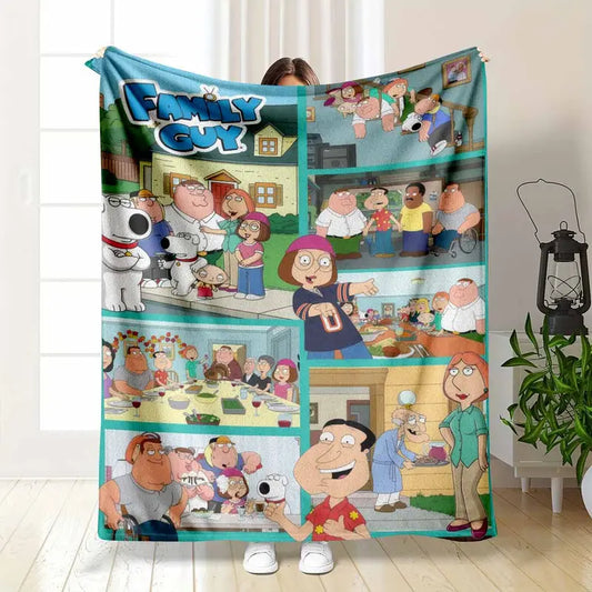 Family Guy Flannel Blanket - Cartoon Collage Soft Warm Throw 30x40Inch