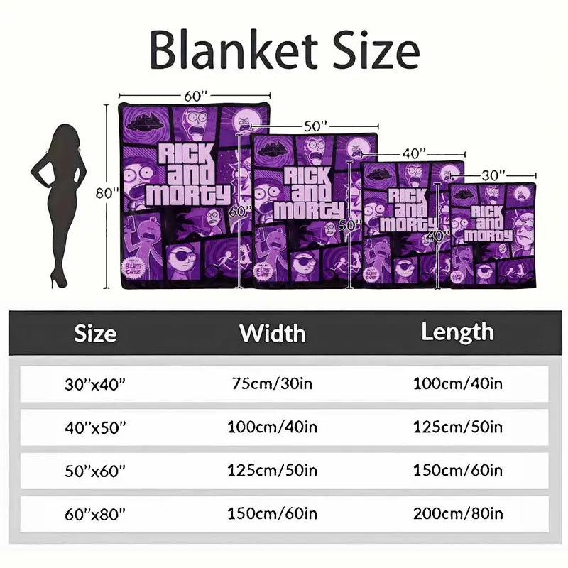 Rick and Morty Purple Galaxy Cartoon Pattern Blanket - 60x80 Inches for Adults - image 10