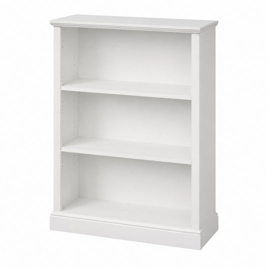 Wooden Bookcase with Three Shelves in White