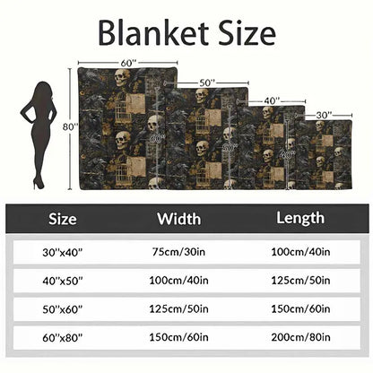 Gothic Raven Skull Flannel Throw Blanket - image 4