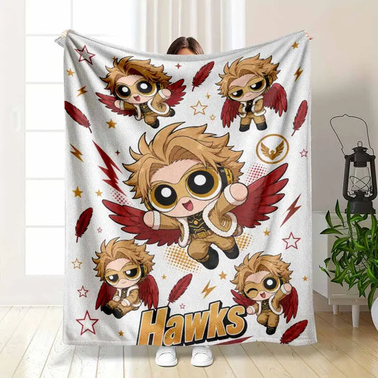 Anime Winged Hero Flannel Blanket Soft Cozy Throw
