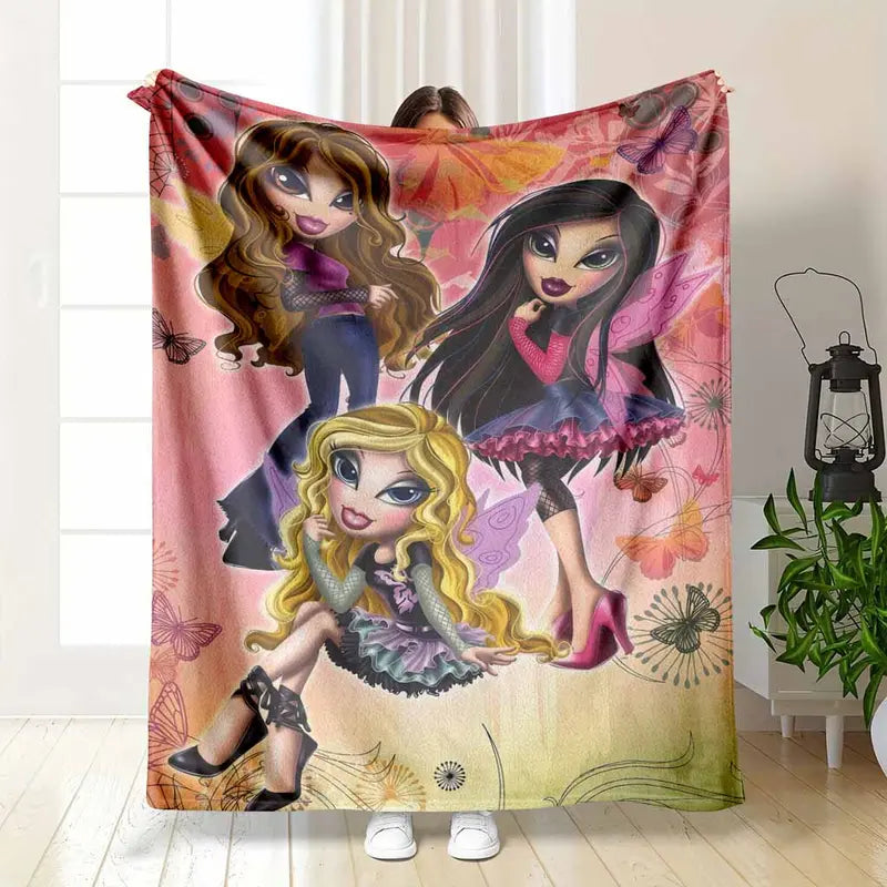 Anime Girl Flannel Blanket Super Soft Lightweight Warm Throw for Living Room & Bedding