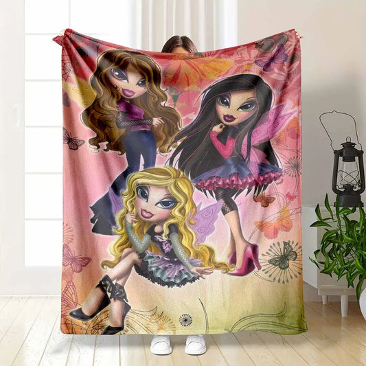 Anime Girl Flannel Blanket Super Soft Lightweight Warm Throw for Living Room & Bedding