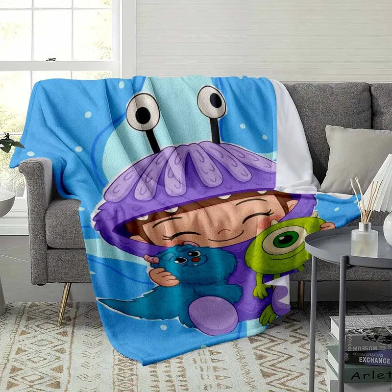 Cute Cartoon Monster Flannel Blanket Soft Cozy Lightweight Warm Throw - image 3