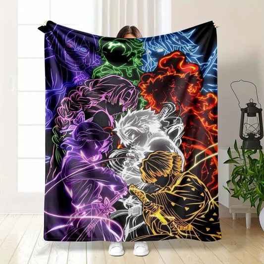 Anime Neon Glow Flannel Blanket Soft Throw 60×80