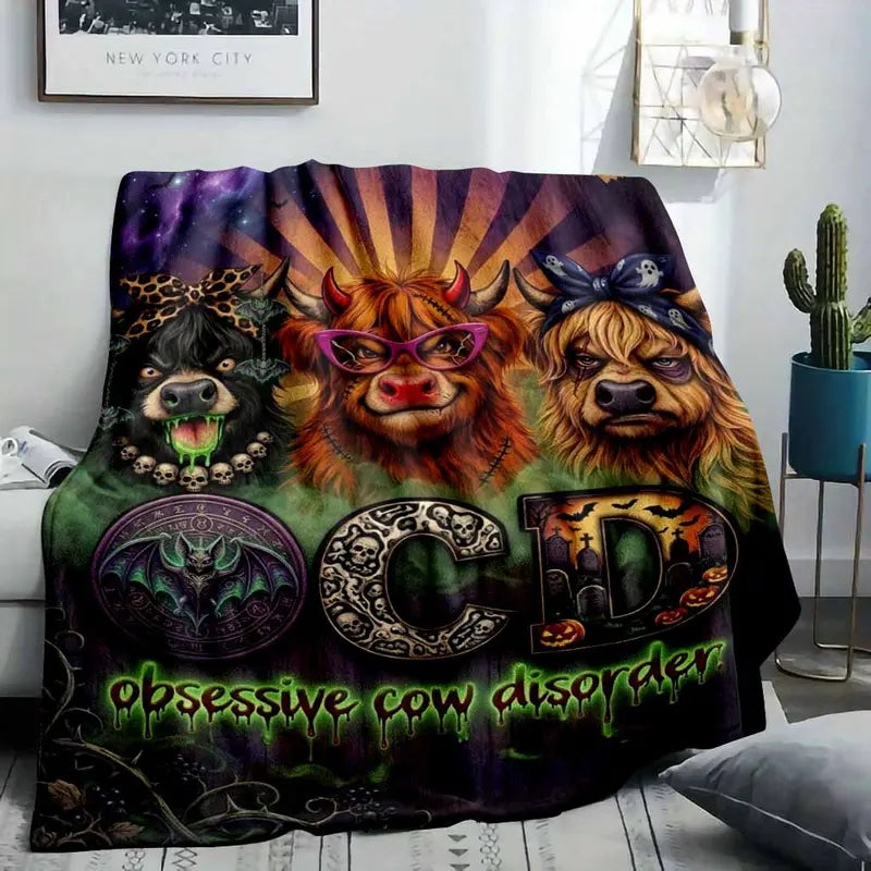 Highland Cow Halloween Flannel Blanket, Ultra-Soft 60×80 - image 9