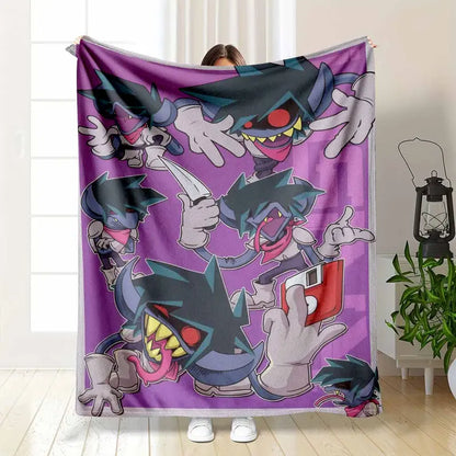 Animated Monster Flannel Fleece Blanket, Dynamic Shadow Creature Print, Ultra-Soft Plush Durable Lightweight, Decorative Throw for Bedroom Movie Night Camping, Vibrant Stylish Modern Home Decor Gift