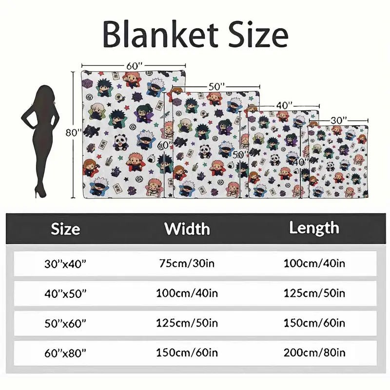 Anime Character Pattern Flannel Blanket Chibi Jujutsu Soft Warm Throw - image 4