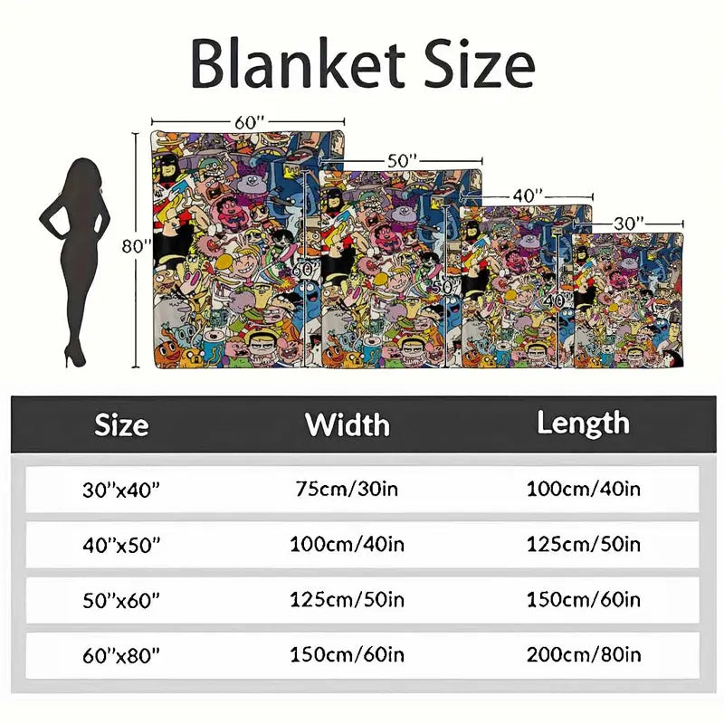 Abstract Cartoon Character Print Flannel Blanket – Soft, Lightweight, Fade-Resistant - image 4