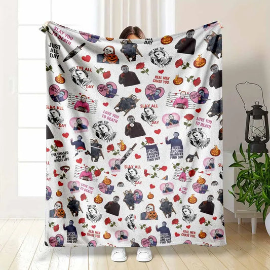 Michael Myers Halloween Theme Flannel Fleece Blanket - Soft and Breathable Home Decor Throw - image 7