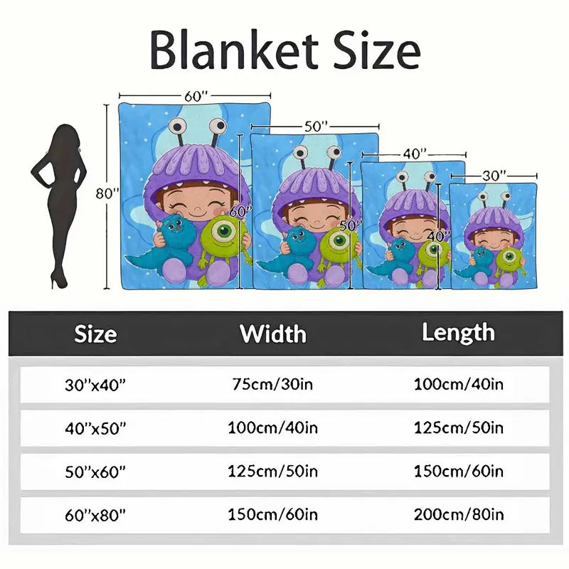 Cute Cartoon Monster Flannel Blanket Soft Cozy Lightweight Warm Throw - image 10