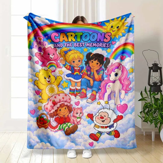 Flannel Blanket Rainbow Sun Clouds - Super Soft Throw