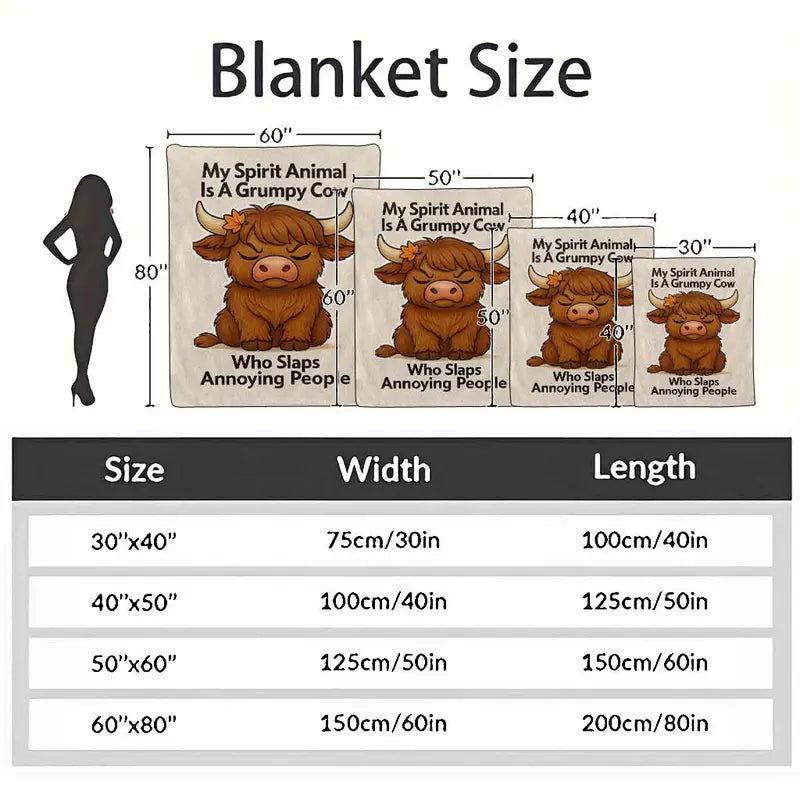 Grumpy Highland Cow Flannel Fleece Throw Blanket (30x40-60x80) - image 10