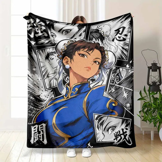 Anime Fighter Chun Li Flannel Blanket Soft Lightweight Warm Throw