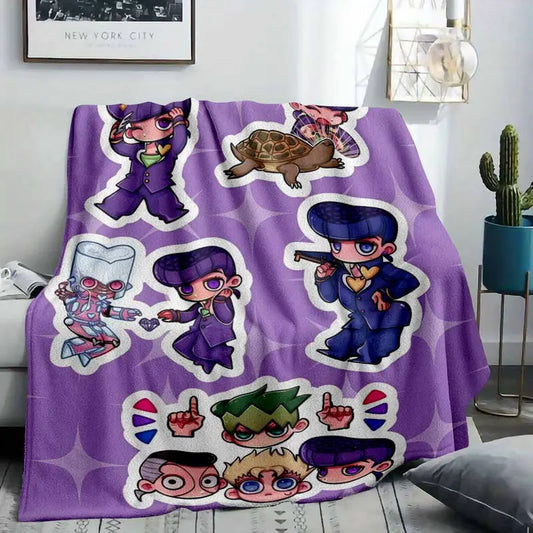 Anime Character Illustration Flannel Blanket Vibrant Manga Style Pattern Super Soft Lightweight Breathable Cozy Warm Throw Rug Perfect for Bedroom Living Room Sofa Couch Office Nap Camping Travel Birthday Holiday Gift Anniversary Present Home Decor Use - image 2