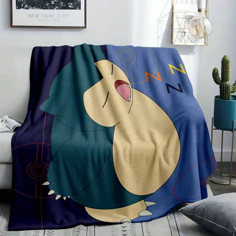 Snorlax Flannel Blanket - Soft Warm Pocket Monster Throw - image 8