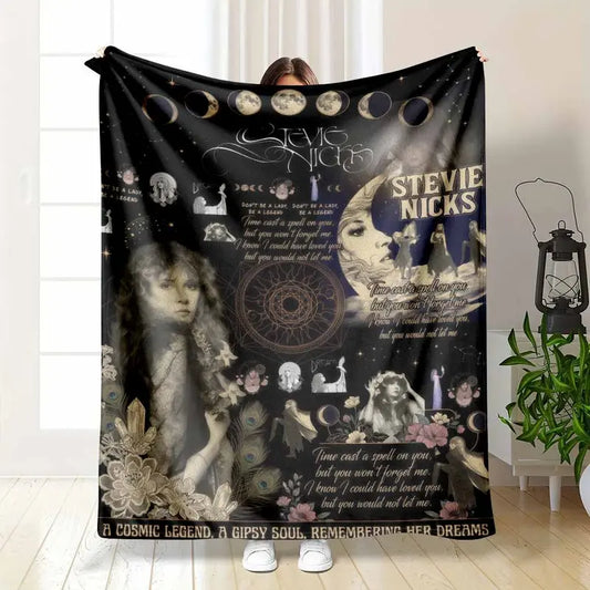 Stevie Nicks Inspired Celestial Flannel Blanket - Cozy