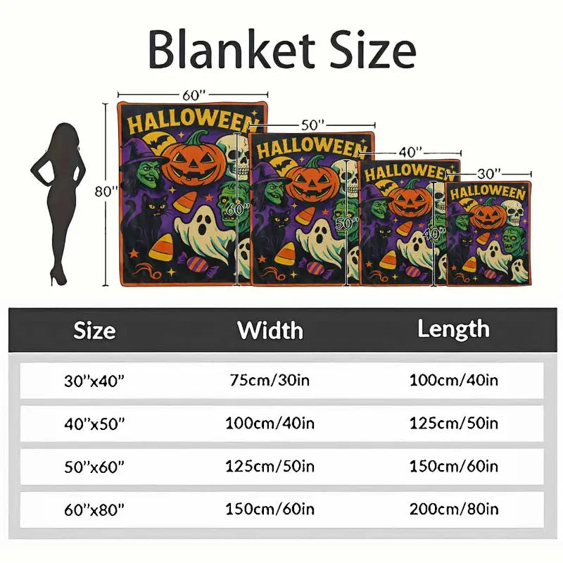Halloween Aesthetic Flannel Fleece Throw Blanket - Vibrant Pumpkin-Witch-Skull Pattern, Ultra Soft & Warm for Autumn Home Decor - image 4