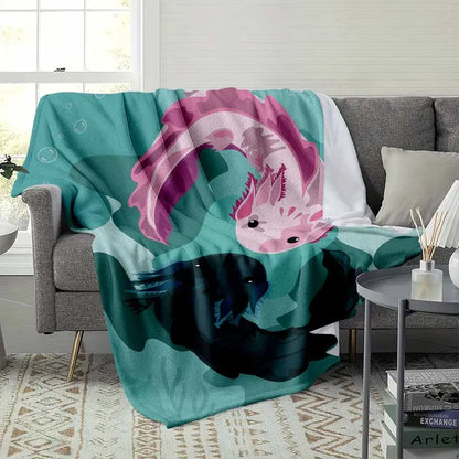Axolotl Yin-Yang Flannel Blanket Soft Warm Cozy Plush Throw - image 3