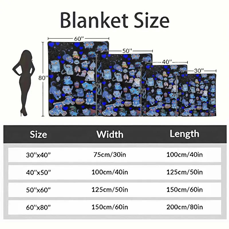 Whimsical Blue Cheshire Cat Flannel Blanket - Ultra Soft Lightweight Bed Throw - image 10