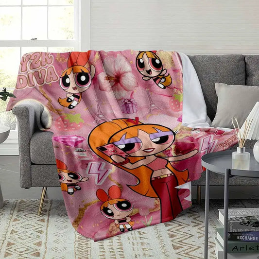 Blossom Y2K Pink Cartoon Flannel Blanket Super-Soft Throw - image 3