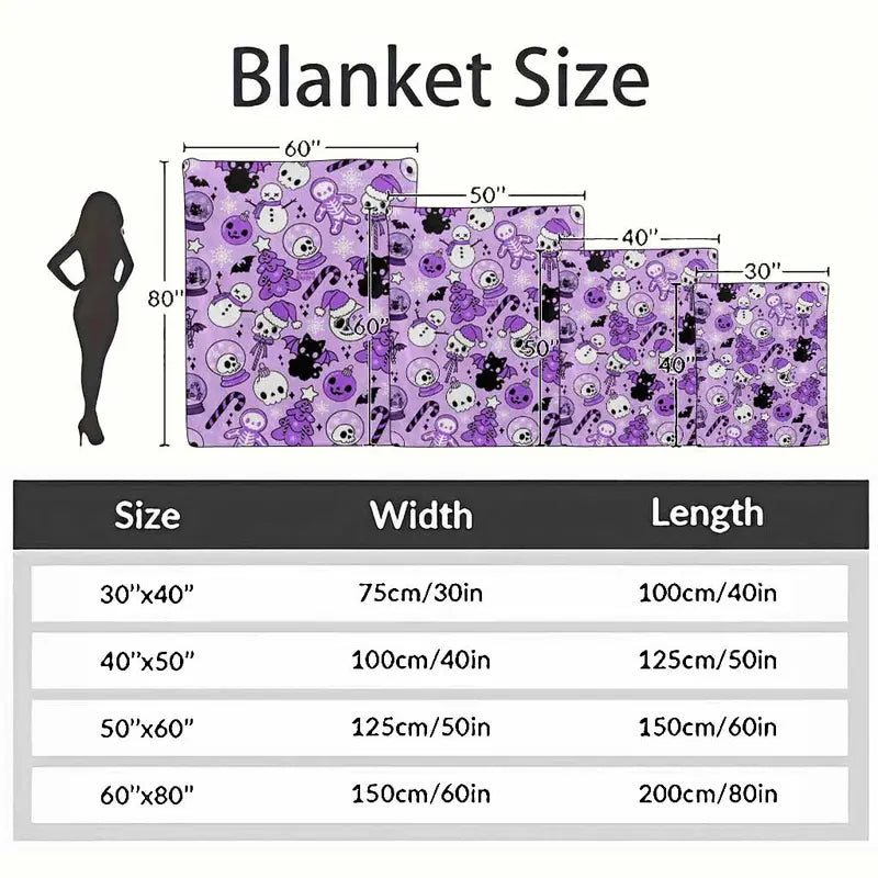 Purple Gothic Christmas Flannel Blanket for Bedroom and Living Room - image 4
