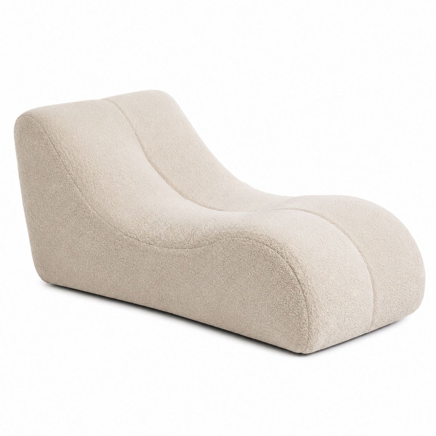 Curved Boucle Lounge Chair Beige Upholstery 150cm