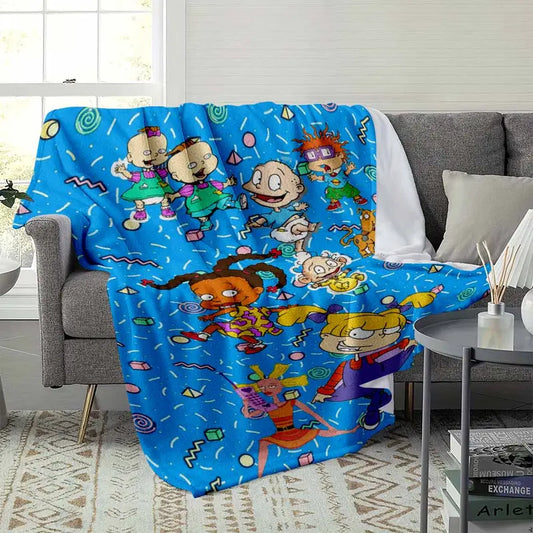 Retro Cartoon Friends Flannel Blanket, Soft Throw - image 3