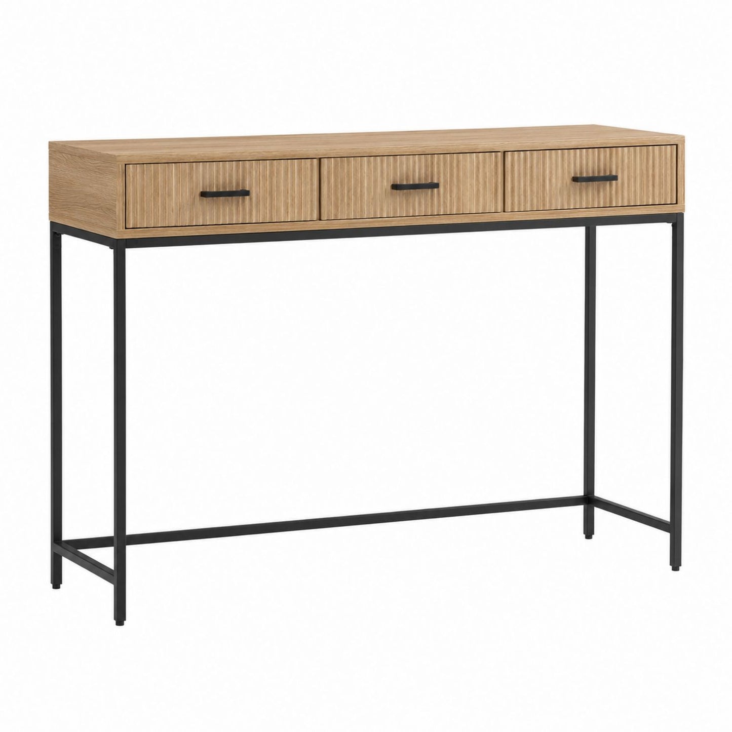 Oak Veneer and Metal Desk with 3 Drawers 120cm x 40cm x 76cm