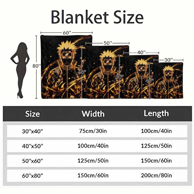 Anime Ninja Flannel Blanket Glowing Warrior Flame Print Soft Warm Lightweight Microfiber Throw for Sofa Bed Dorm Home Decor Travel Camping Fan Gift - image 4