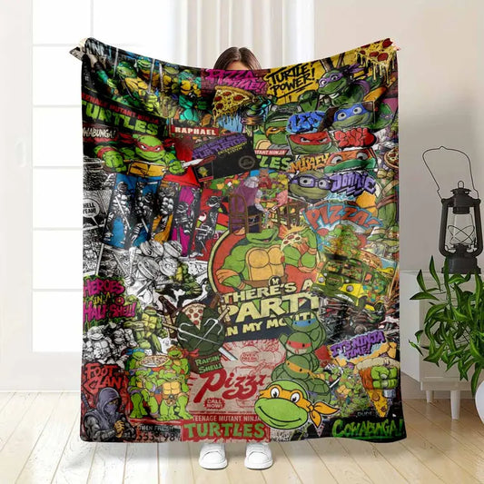 Teenage Mutant Ninja Turtles Flannel Blanket Retro Comic Throw