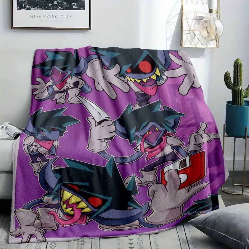 Animated Monster Flannel Fleece Blanket, Dynamic Shadow Creature Print, Ultra-Soft Plush Durable Lightweight, Decorative Throw for Bedroom Movie Night Camping, Vibrant Stylish Modern Home Decor Gift - image 2