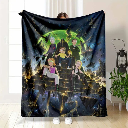 Multiverse Space Adventure Flannel Blanket SciFi Galaxy Planet Pattern Ultra Soft Cozy Lightweight Breathable Decorative Bed Throw Couch Sofa Chair Office Nap Camping Travel Gift Idea