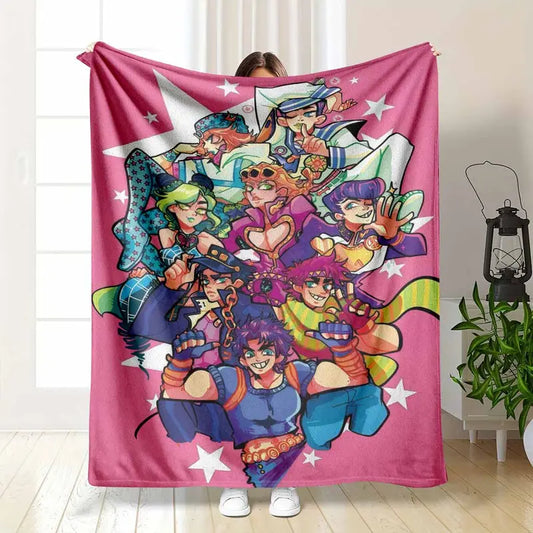 Anime Adventure Heroes Flannel Throw Blanket - Stylish Pop Art Pattern, Super Soft, Lightweight, Plush, Fuzzy, Breathable, Warm, Durable, Easy-Care, Decorative Home Bedding Accessory for Living Room Couch, Travel, Holiday Gift for Fans