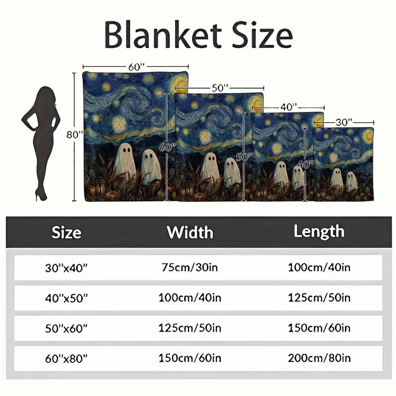 Halloween Flannel Ghosts & Pumpkin Throw Blanket - image 10
