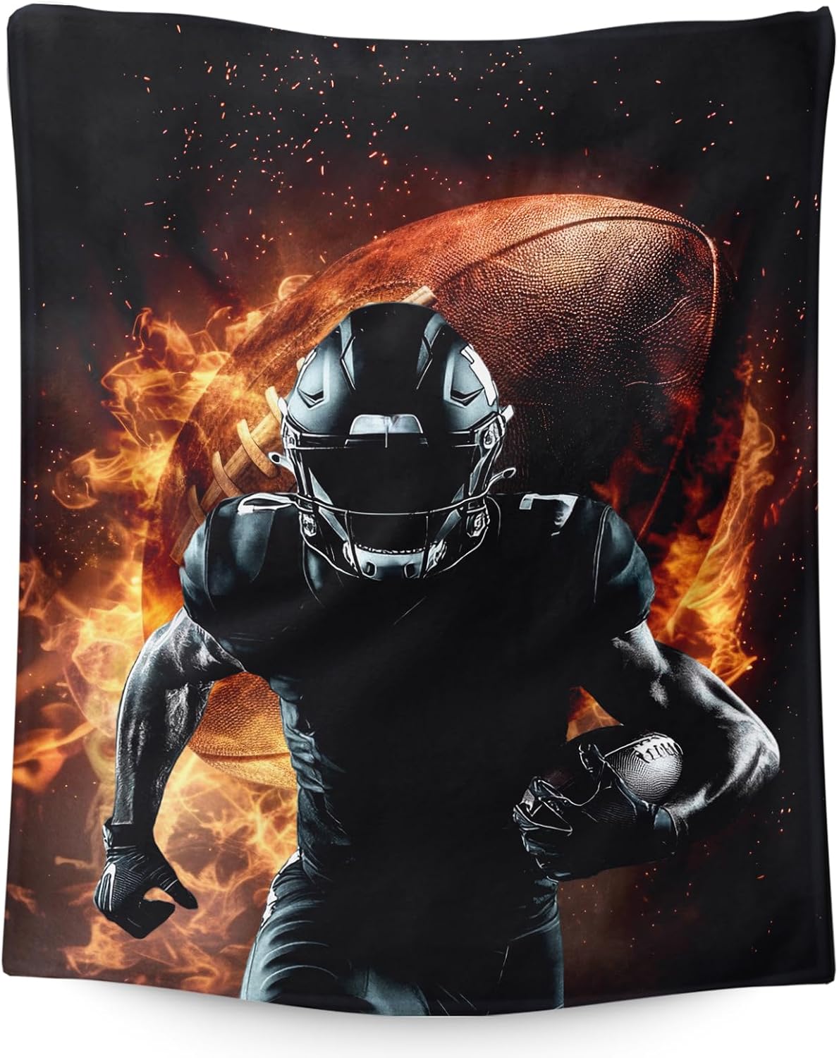 Blanket - Football Gifts for Boys - 50x40 Inches Small Blanket for Kids, Teenagers - Soft, Cozy & Warm Blankets for Couch, Sofa - Black Cool