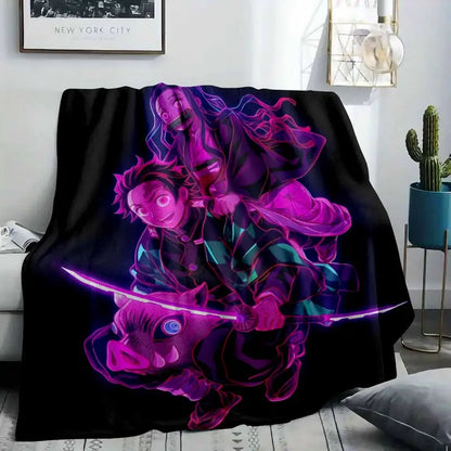 Anime Warrior Flannel Blanket, Soft Throw - image 2