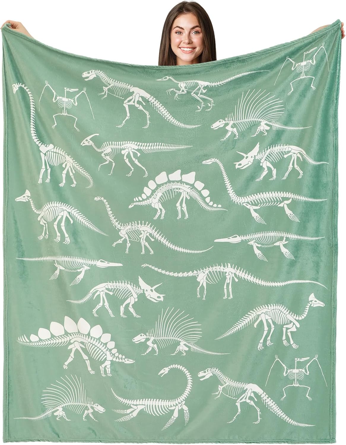 Throw Blanket - Dinosaur Fossil Blanket 50 x 60 in Dino Skeleton Throw Blanket