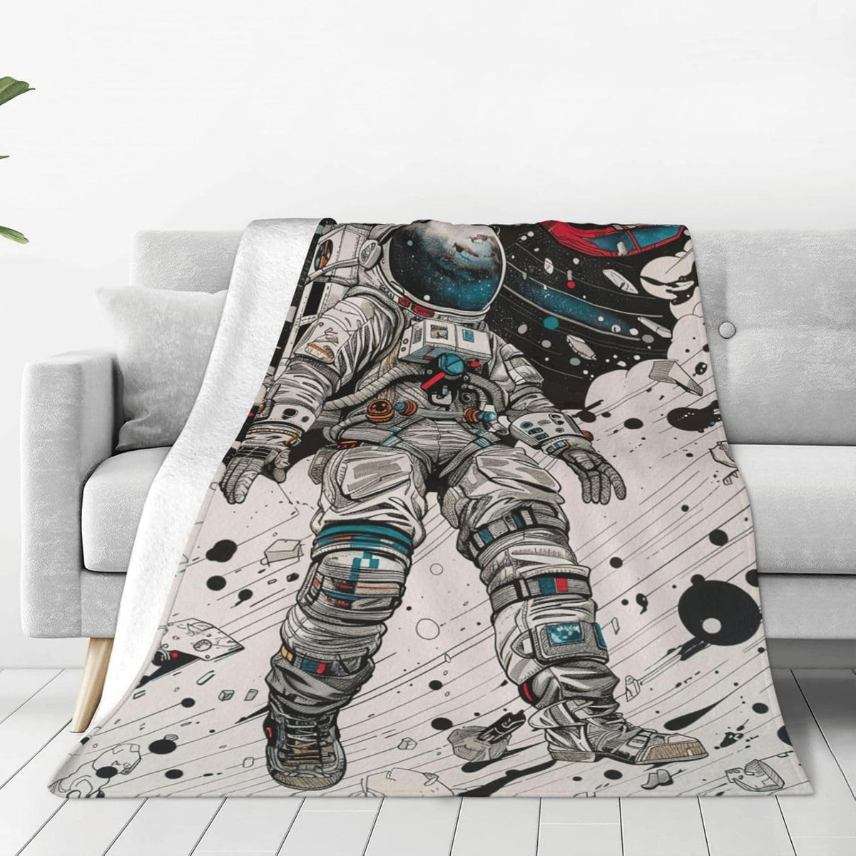 Fleece Throw Blanket - Astronaut Space Blanket Astronaut Decor Throw Blanket Gifts for Girls Boys Super Warm Soft Plush Lightweight Fleece Flannel Winter Couch