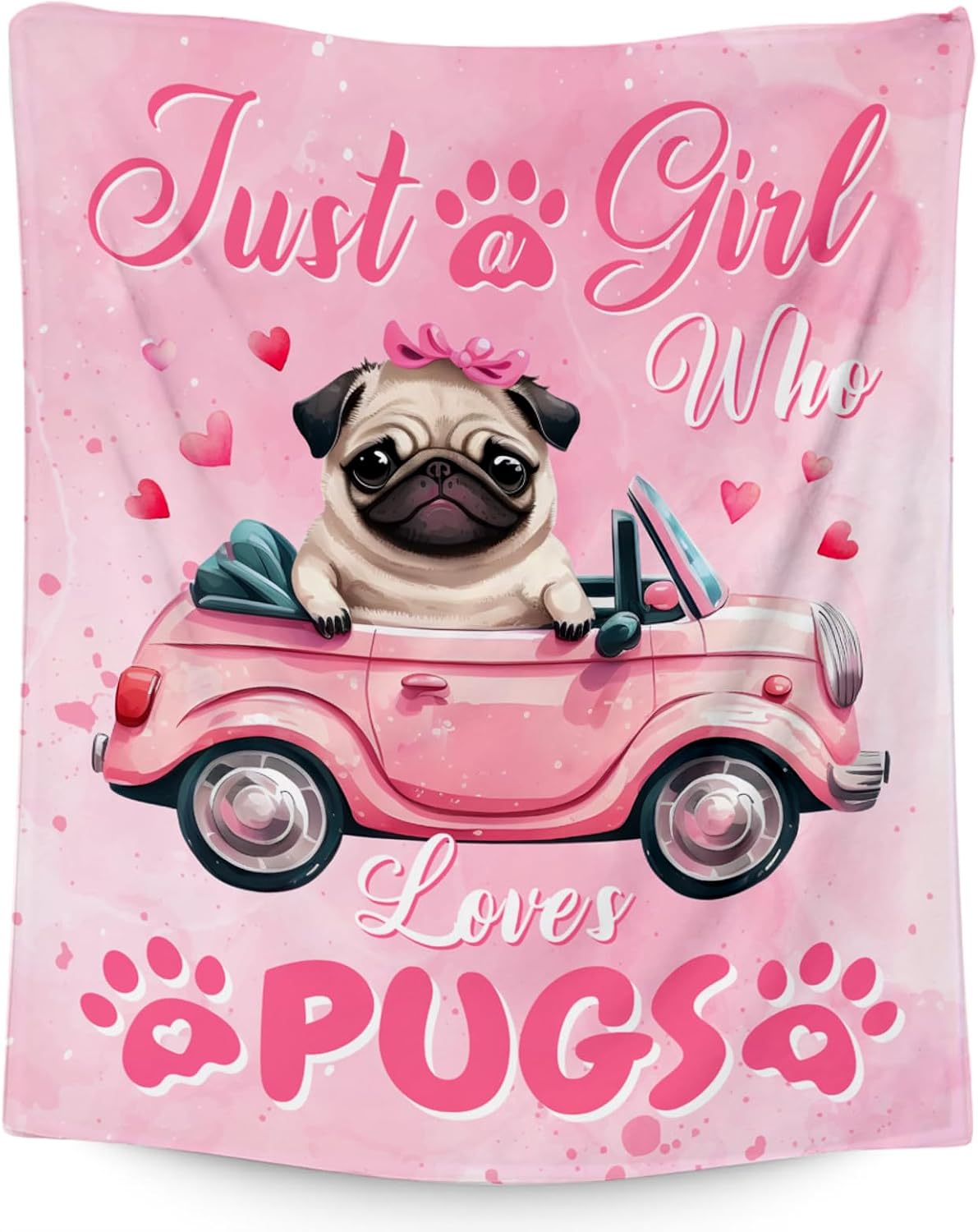 Fleece Throw Blanket - Pug Gifts for Girls, Pug Blanket for Kids, Fleece Throw Dog Blankets Room Decor, Gift for Daughter Mom Adults, 30'x40' Flannel Warm Kid