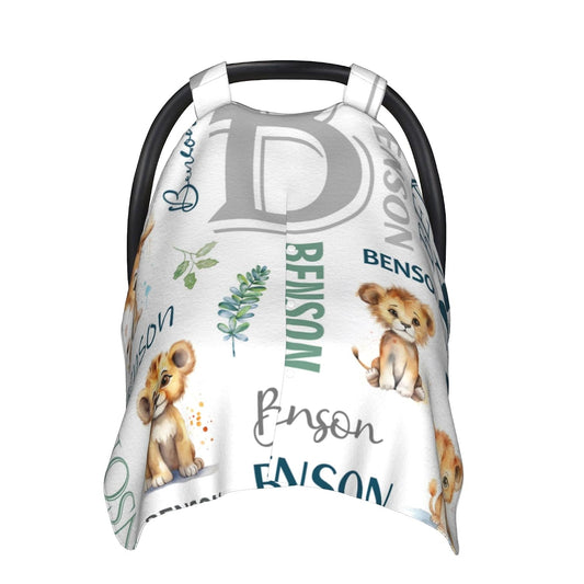 Baby Car Seat Canopy - Personalized Winter Car Seat Covers for Babies with Name Lion Minky Baby Car Seat Cover for Boys Girls Custom Infant Carseat Covers Baby