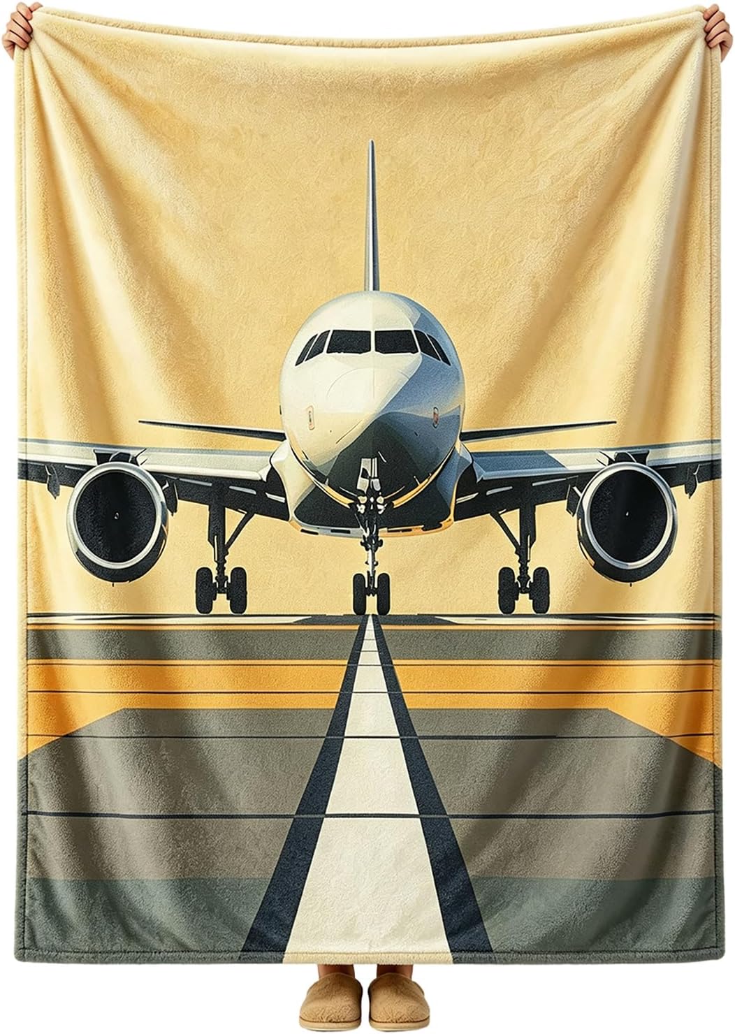 Fleece Throw Blanket - Airplane Airport Blanket for Boys Girls, Soft Fleece Throw Blanket for Kids Toddler Bed, Funny Gifts for Christmas Birthday Bedroom