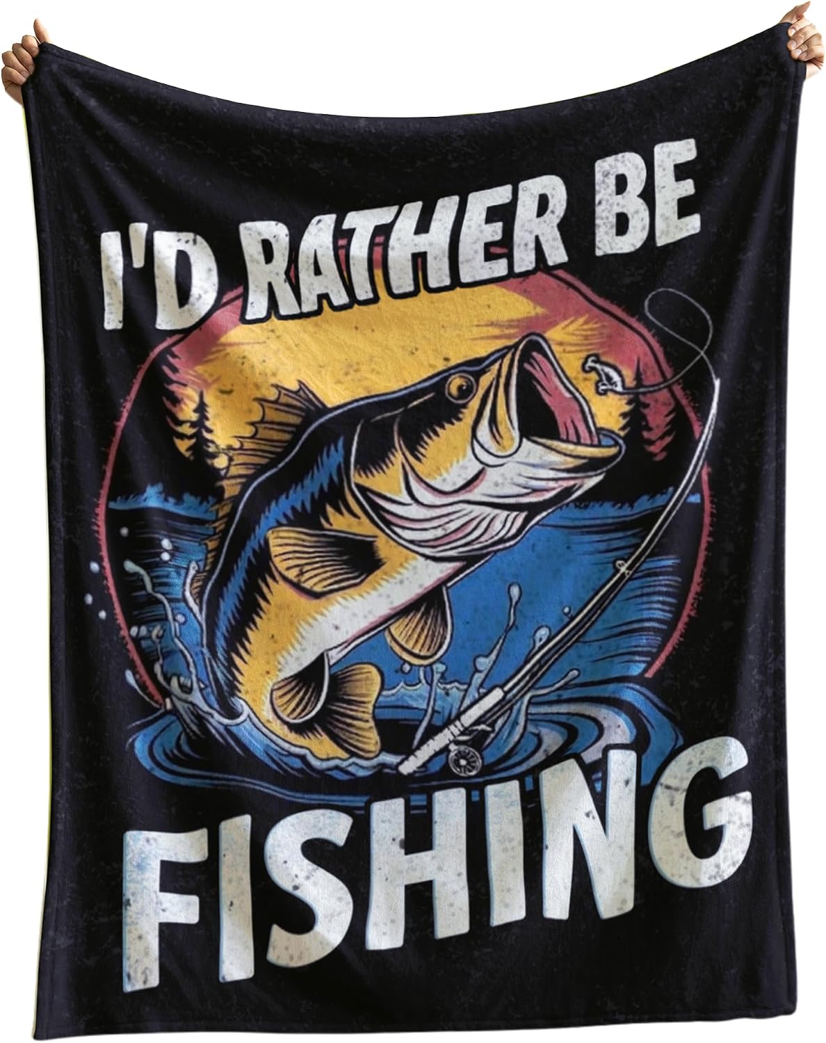 Throw Blanket - Fathers Day Fishing Gifts for Men, Dad, Fisherman, Fishing Lovers - Id Rather Be Fishing Blanket - Papa, Dad Fishing Gifts for Fathers Day