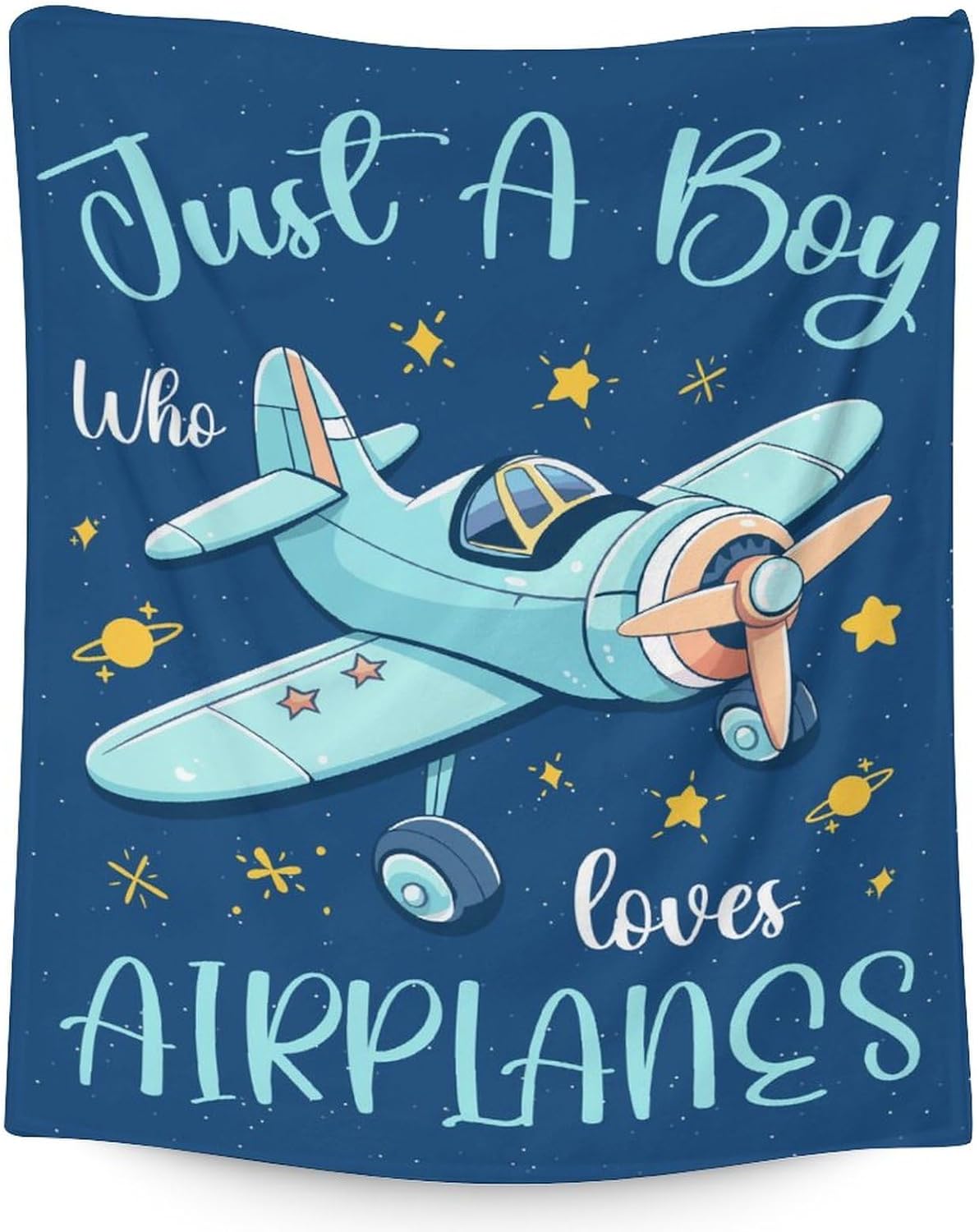 Throw Blanket - Airplane Blanket for Boys - 30x40 Inches Soft Fuzzy Cozy Blankets Gifts for Kids Toddler - Blue Plane Throw Blanket for Couch, Living