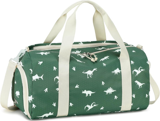 Kids Duffel Bag - Kids Duffel Overnight Bag Boys Girls Toddler Weekender Carry-On Personalized Tote for Travel Gym Sport (A-Green Dinosaur)