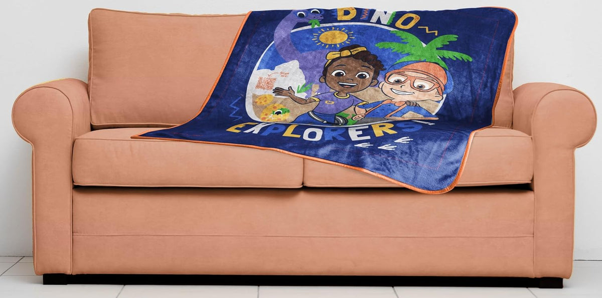 Throw Blanket - Kids Plush Throw Blanket – Soft & Comfy Throw for Couch or Bed – Cozy Home Décor for Living Room & Bedroom, Blue - Blippi, 40x50 - Travel