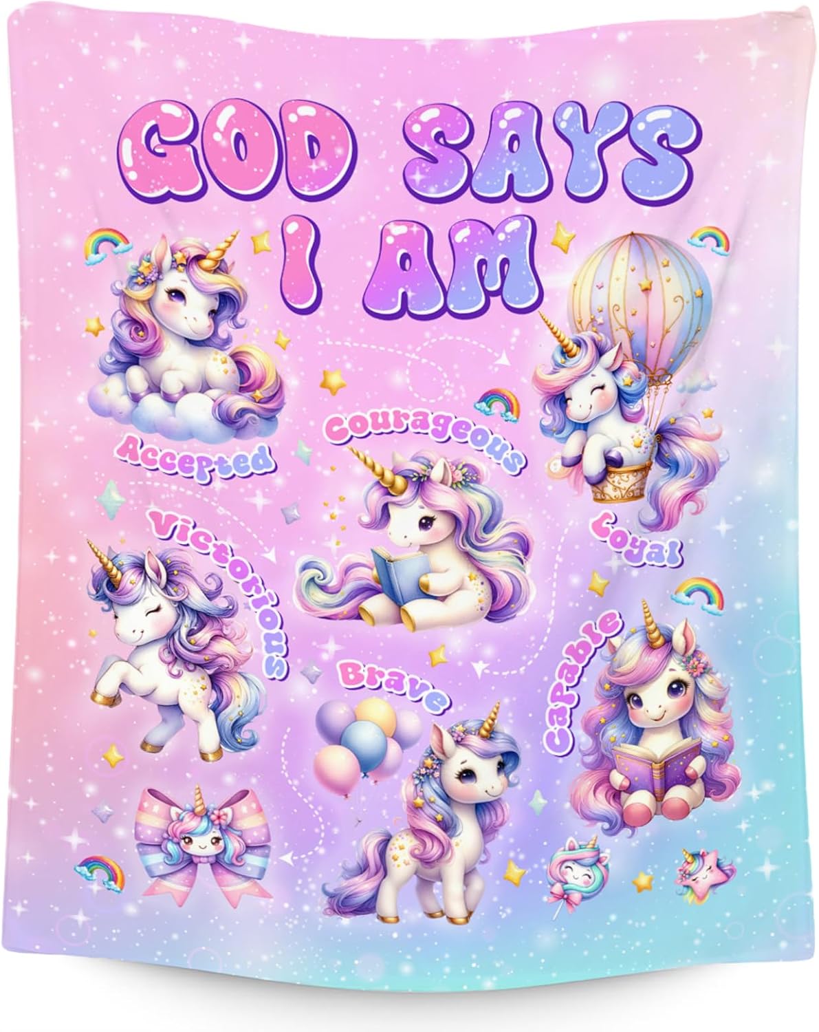 Fleece Throw Blanket - Unicorn Fleece Blanket for Girls & Women, Soft Plush Kids & Adults Blanket, 50'x60' - Inspirational Gift for Her & Daughter