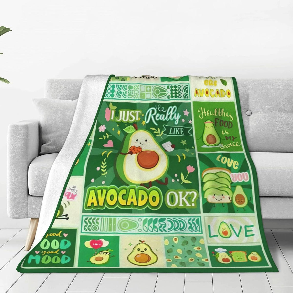 Fleece Throw Blanket - Avocado Blanket, Funny Cute Avocado Decor Throw Blanket Gifts for Girls Boys Lovers Super Warm Soft Plush Lightweight Fleece Flannel