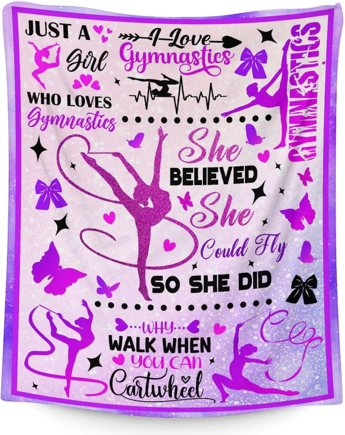 Throw Blanket - Gymnastics Gifts for Girls - 50' x 60' Inches Throw Blanket for Women - Colorful Warm Furry Blankets for Couch, Bed & Travel